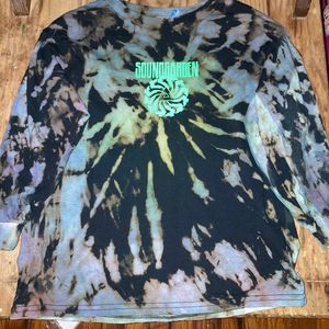 Kids XS Bleached Tie Dyed Soundgarden Long Sleeves Tee